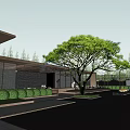 Modern Building Aerial View Featuring Landscaped Courtyard Green Plants And Roof Design