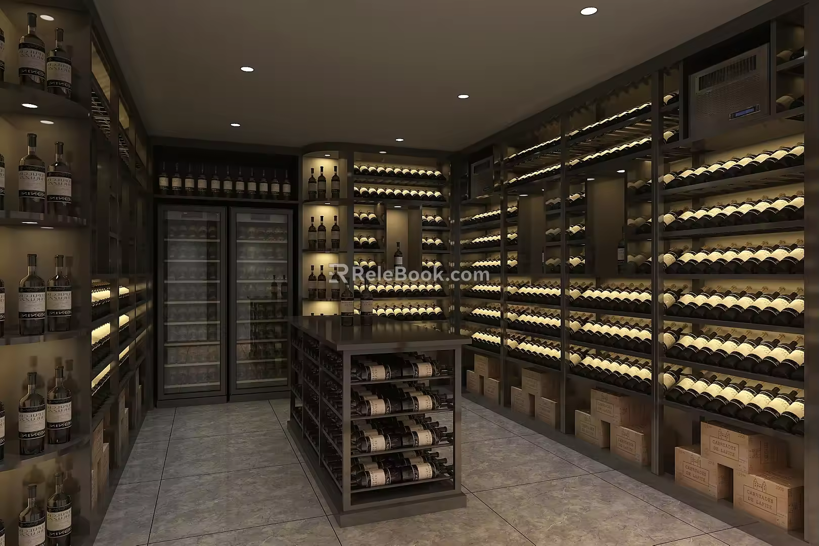 Modern Wine Cellar Stainless Steel Red Wine Cellar Cold Storage Room Constant Temperature Room Constant Temperature Cabinet Display Cabinet Cold Storage Cabinet Red Wine Cellar 3d model