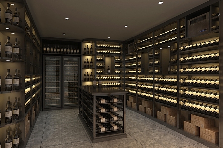 Modern Wine Cellar Stainless Steel Red Wine Cellar Cold Storage Room Constant Temperature Room Constant Temperature Cabinet Display Cabinet Cold Storage Cabinet Red Wine Cellar 3d model