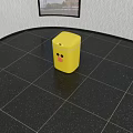 Public Facility Yellow Trash Bin With Cartoon Face Design In Indoor Setting 3d model