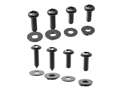 Essential Hardware Tools Assortment Featuring Various Screws and Metal Washers 3d model