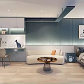 Hotel Guest Room Modern Interior With Comfortable Sofa Coffee Table TV Window And Wooden Flooring