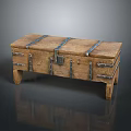 Vintage Wooden Storage Chest With Metal Clasps And Legs For Home Use