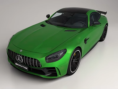 Green Mercedes AMG Sports Car with Sleek Design Black Roof and Alloy Wheels 3d model