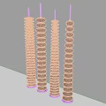 Four Black Spiral Candle Lamps With White Wicks On Grey Background