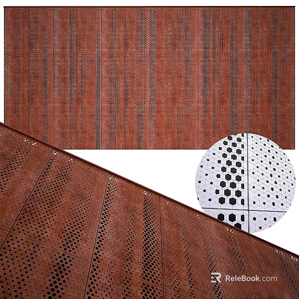 Rustic Perforated Metal Panels With Patterned Holes For Architectural Design 3d model 