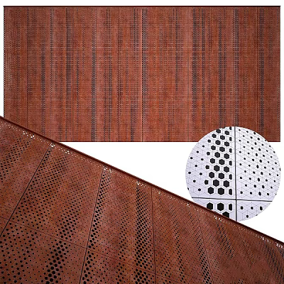 Rustic Perforated Metal Panels With Patterned Holes For Architectural Design 3d model