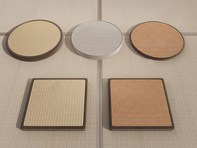 Household Coasters With Round Square Shapes Beige Gray Brown Woven Texture 3d model