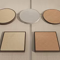 Household Coasters With Round Square Shapes Beige Gray Brown Woven Texture