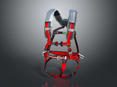 Red Commercial Safety Harness Equipment With Adjustable Straps For Professional Work Use 3d model