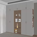 Modern White Wardrobe With Arched Open Compartment Books And Decorative Items 3d model