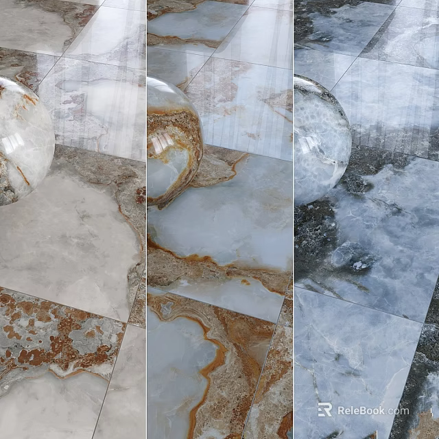 Natural Marble Tiles With Diverse Color Patterns For Interior Flooring 3d model 