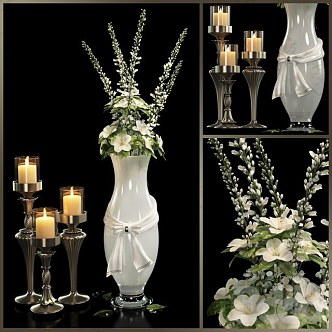 Vase Flower Glass Vase Jewelry Ornaments Flower arrangement Aquatic flower Floral potted candlestick candle 3d model