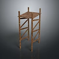 Simple Wooden Shelf Structure With Cross Supports And Brown Finish Design