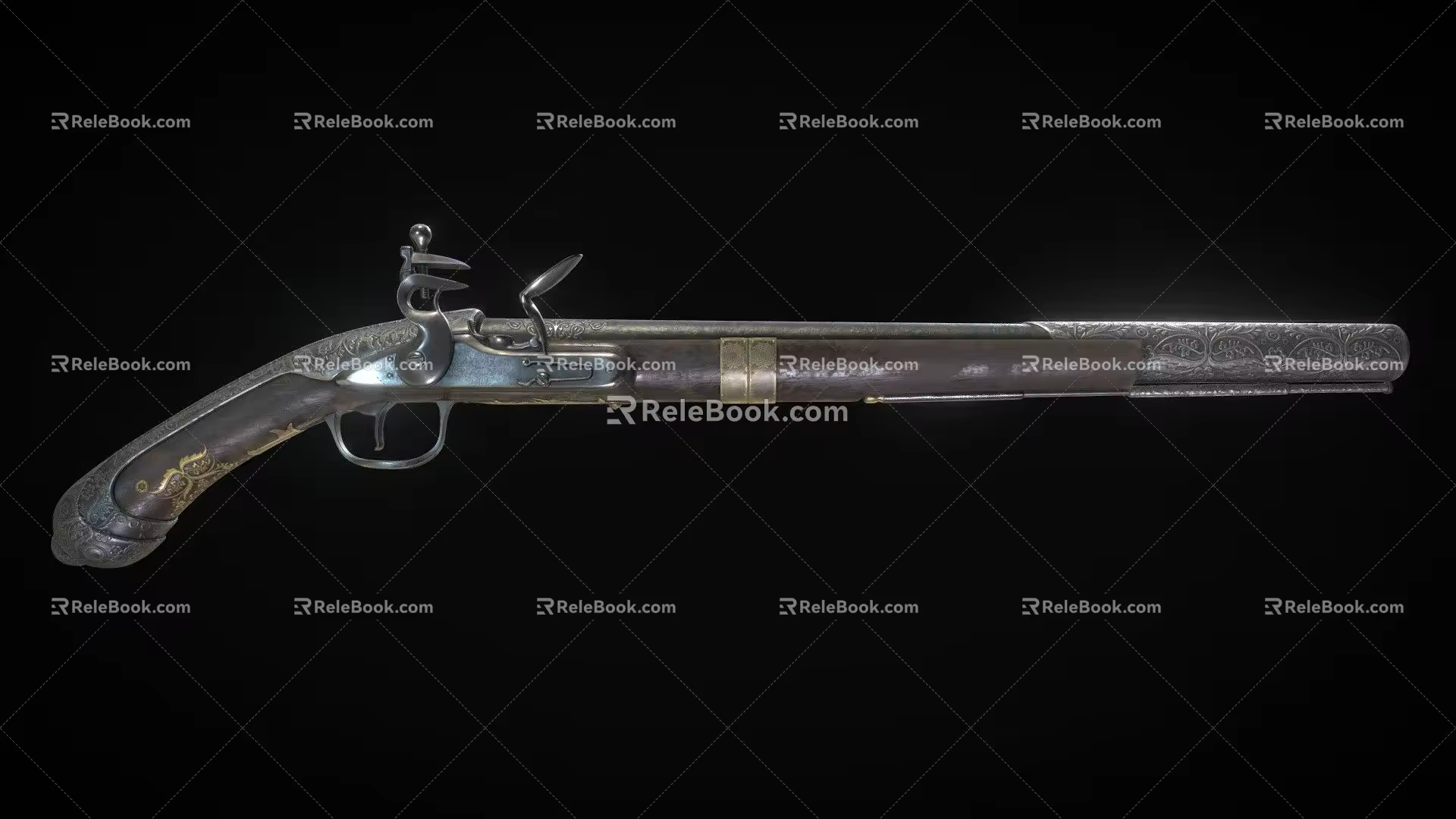 weapon flint pistol 3d model