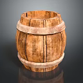 Rustic Wooden Barrel Decorative Ornament Set with Natural Bands and Wood Grain Details