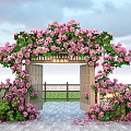 Modern Vine Vine Rosa Climbing Vine Rose Flower Flowering Green Plant Wall 3d model