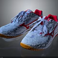 Stylish White Athletic Shoes With Red Accents Breathable Mesh And Orange Soles