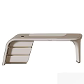 Modern Curved Desk With Smooth Surface And Open Storage Shelves 3d model