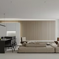 Modern Living Dining Room Interior With Sofa Coffee Table And Dining Chairs 3d model