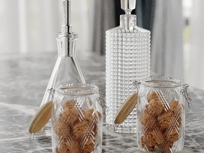 Modern Ornaments Combination Kitchen Ornaments Wine Bottle Cup Jar model