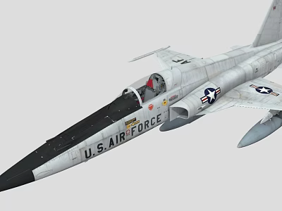 U.S. Air Force Fighter Jet With White Black Exterior Red Cockpit And Emblem 3d model