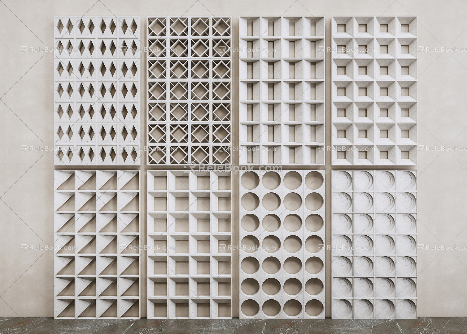 Modern partition hollow cement component partition cement 3d model