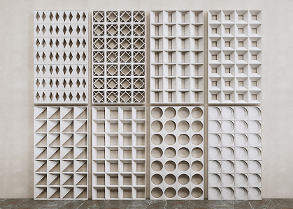 Modern partition hollow cement component partition cement 3d model