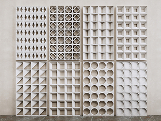 Modern partition hollow cement component partition cement 3d model