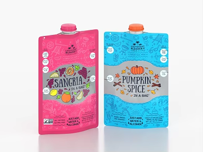Convenient Sangria and Pumpkin Spice Beverages in a Bag with Fruit and Spice Designs 3d model