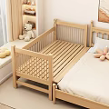 Wooden Kids Bed With Safety Guardrail In Simple Bedroom Interior Design Style