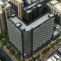 Central Tower Modern Office Building With Glass Facade In Urban High Rise Setting