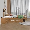 Wooden Kids Bed With Upholstered Cartoon Ear Headboard Storage Drawers And Cozy Decor