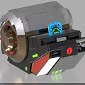 Industrial Equipment With Silver Metal Casing Blue Control Component Red Panel And Green Indicator Arrow
