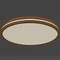 Modern Round Ceiling Light With Wooden Frame And White Luminous Shade 3d model