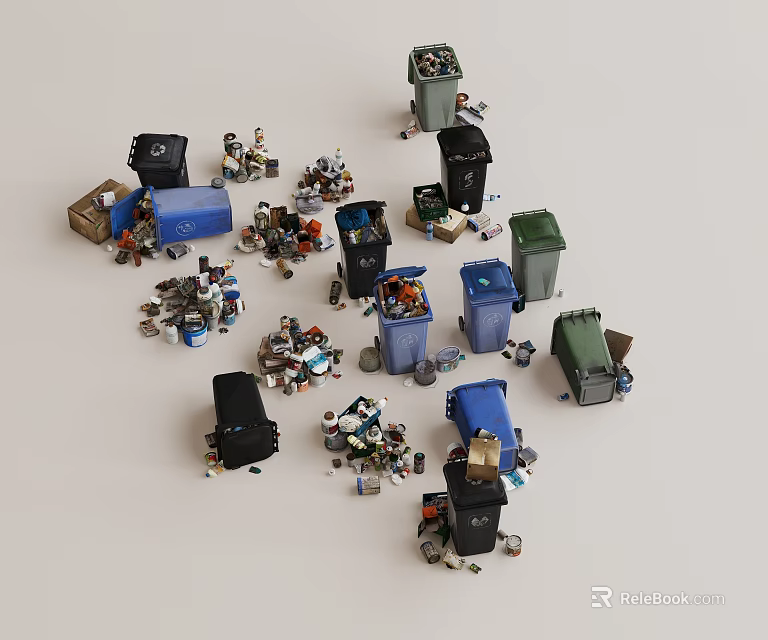 Kitchen Waste Bins As Essential Utensils For Sorting Plastic Paper And Metal Garbage 3d model 