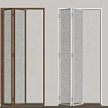 Brown and White Folding Doors with Glass Panels for Interior Space Design 3d model