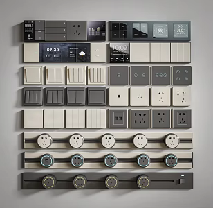 Modern switch socket rail socket intelligent control air conditioning switch socket 3d model
