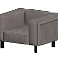 Single Sofa Modern Light Gray Upholstered With Square Cutout Details On Armrests And Wooden Legs