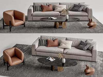 Modern sofa coffee table combination 3d model