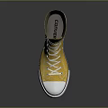 Yellow High Top Canvas Shoes With White Laces And Rubber Sole