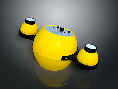 Yellow Electronic Gadget With Round Main Body Multiple White Top Components And Black Accents 3d model