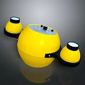 Yellow Electronic Gadget With Round Main Body Multiple White Top Components And Black Accents