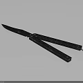 Butterfly Knife With Sharp Blade And Perforated Handle Design On Dark Surface 3d model