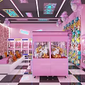 Pink Themed Specialty Store Featuring Flower Adorned Walls Colorful Balloons and Product Displays