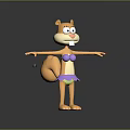 Cute Cartoon Squirrel Character With Orange Fur Purple Bikini Top And Frilled Skirt