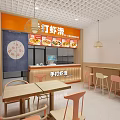 Cozy Handmade Shrimp Paste Restaurant Interior With Counter Tables Chairs And Pendant Lights