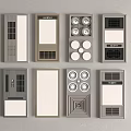 Various Ceiling Vent Light And Control Panels With Different Grille Designs And Covers 3d model