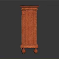 Orange Carved Cabinet With Red Top And Decorative Double Doors On Wheels