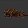 Orange Red Wooden Equipment With Intricate Carved Patterns And Pointed Tip